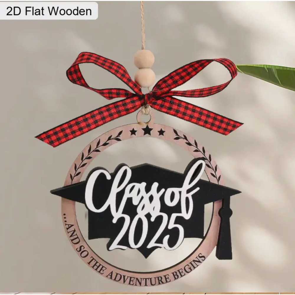 Class of 2025 Graduation Ornament Double-Layer Manufactured Wood, Free Gift wrap